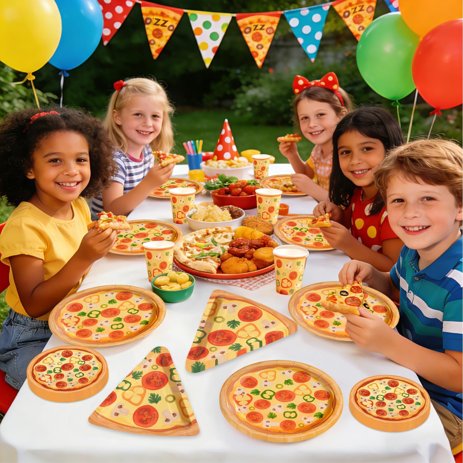 350 Pcs Pizza Party Plates Napkins Cups and Forks - Grencian