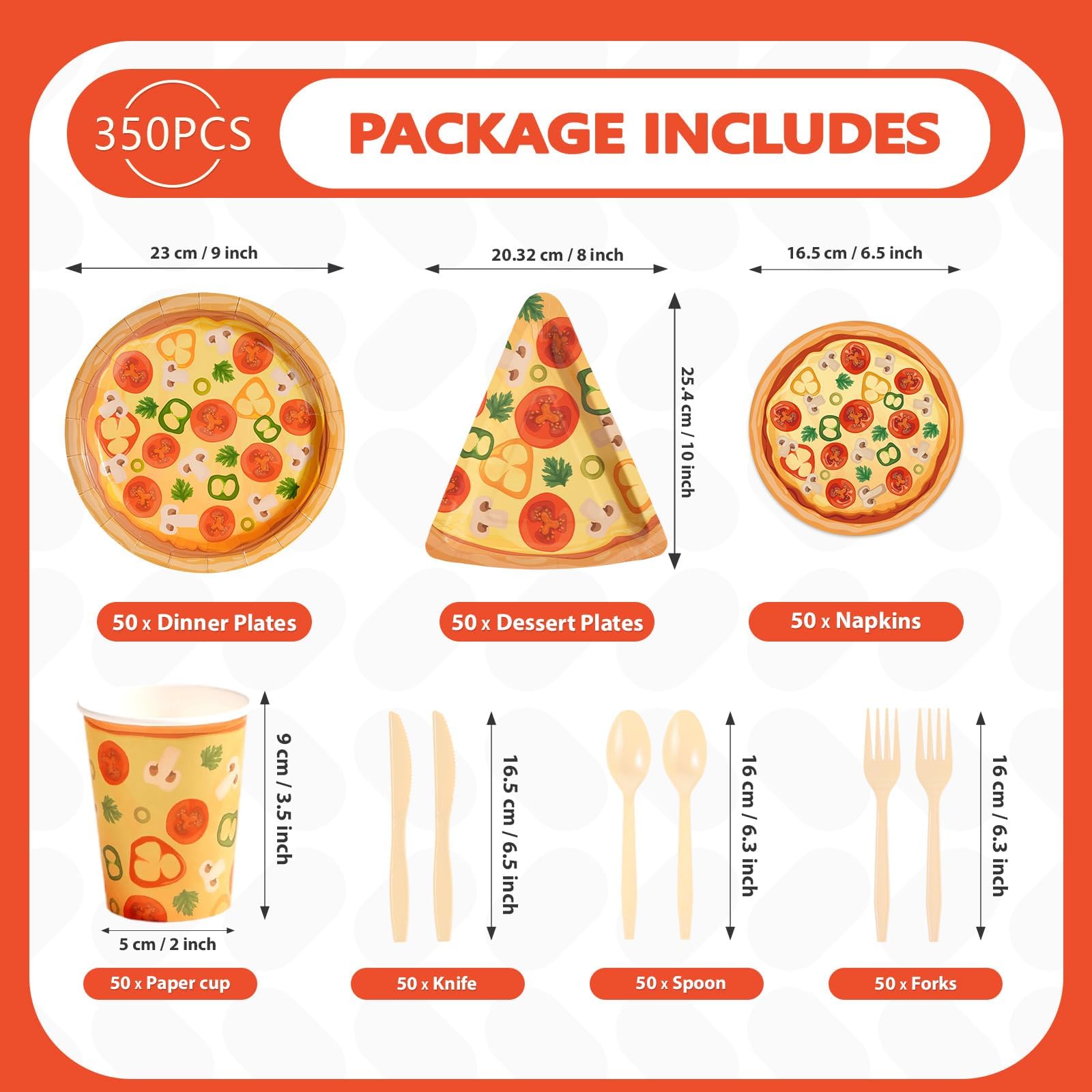 350 Pcs Pizza Party Plates Napkins Cups and Forks - Grencian