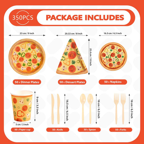 350 Pcs Pizza Party Plates Napkins Cups and Forks - Grencian