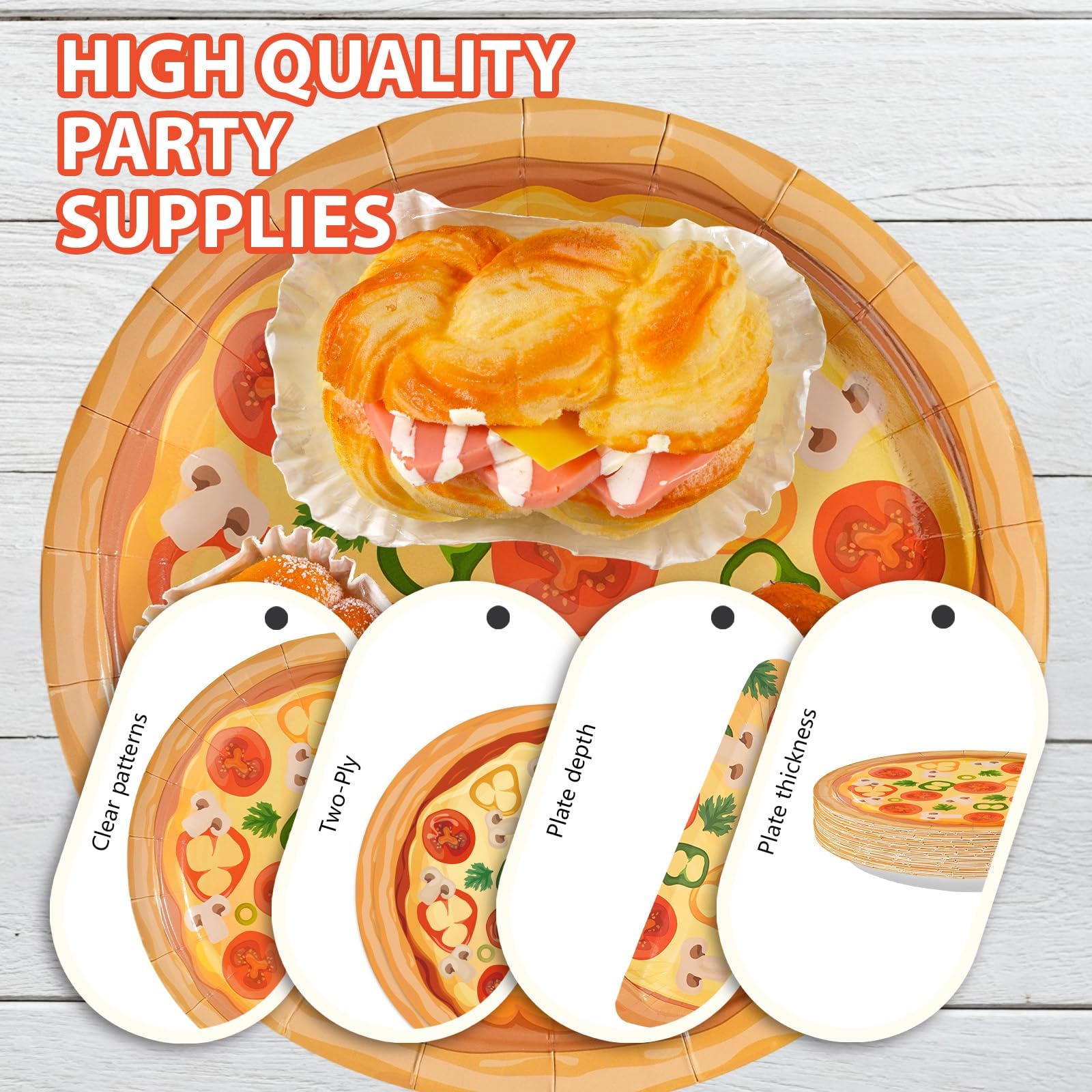 350 Pcs Pizza Party Plates Napkins Cups and Forks - Grencian