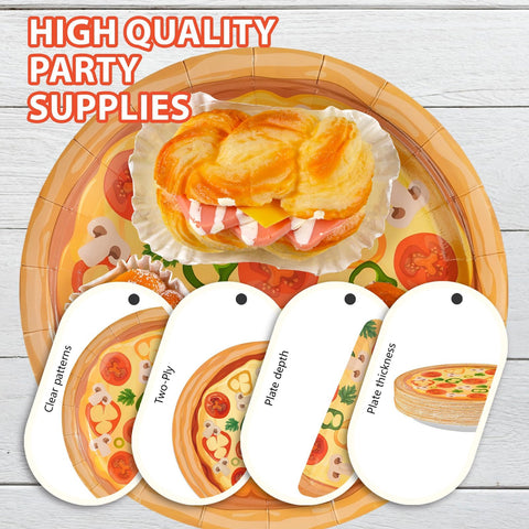 350 Pcs Pizza Party Plates Napkins Cups and Forks - Grencian