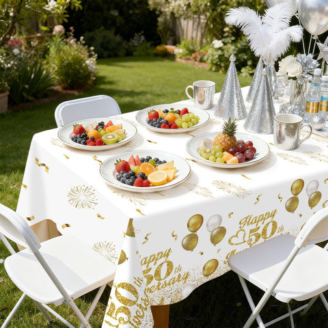 3Pcs 50th Wedding Anniversary Party Tablecloth - Grencian