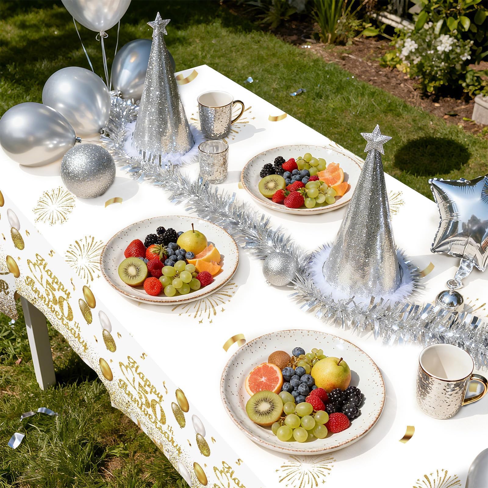 3Pcs 50th Wedding Anniversary Party Tablecloth - Grencian