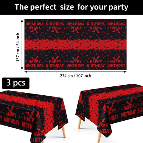 3Pcs Bat Birthday Party Tablecloth - Grencian