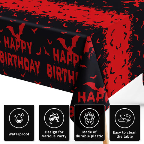 3Pcs Bat Birthday Party Tablecloth - Grencian