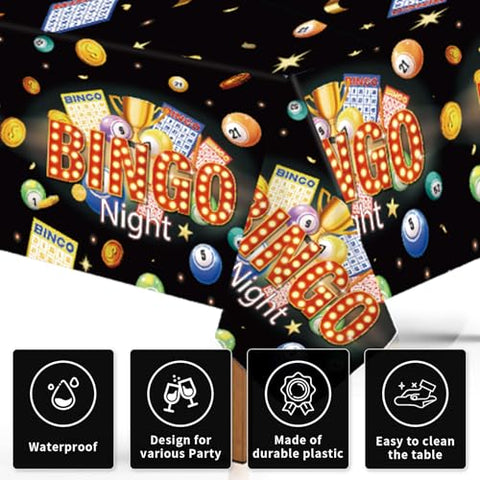 3Pcs Bingo Night Party Tablecloth