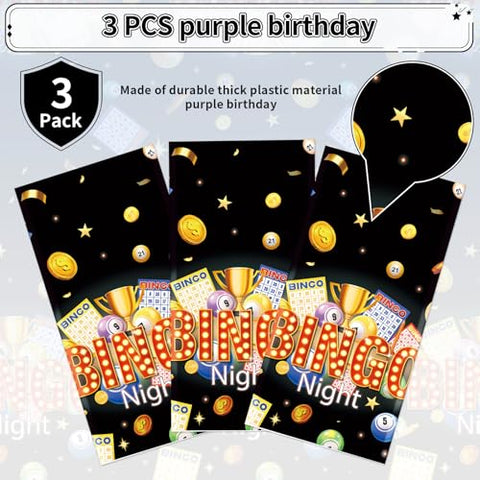 3Pcs Bingo Night Party Tablecloth