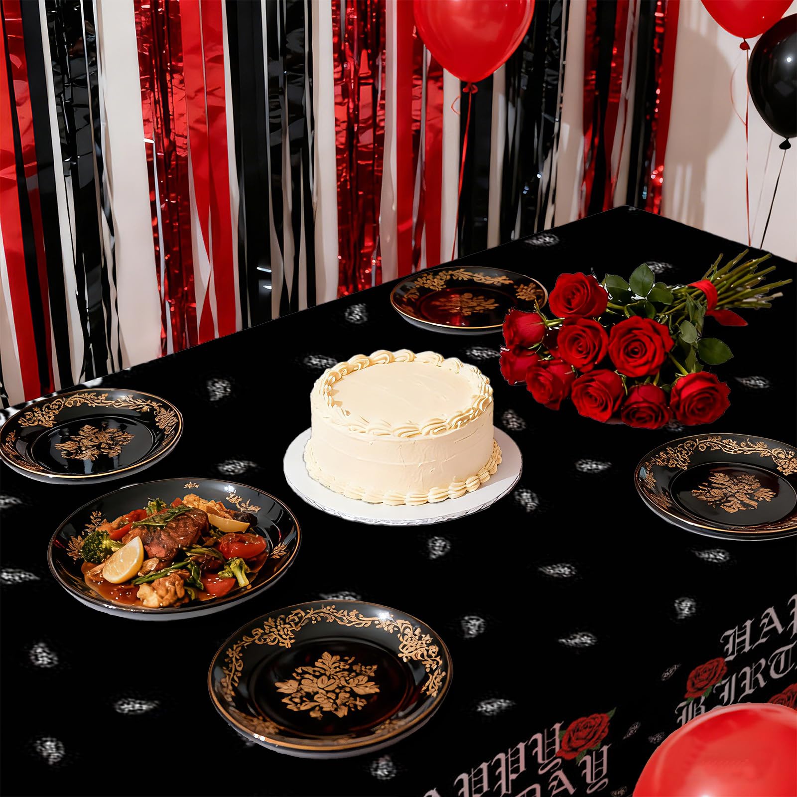 3Pcs Black Bandana Western Party Tablecloth - Grencian