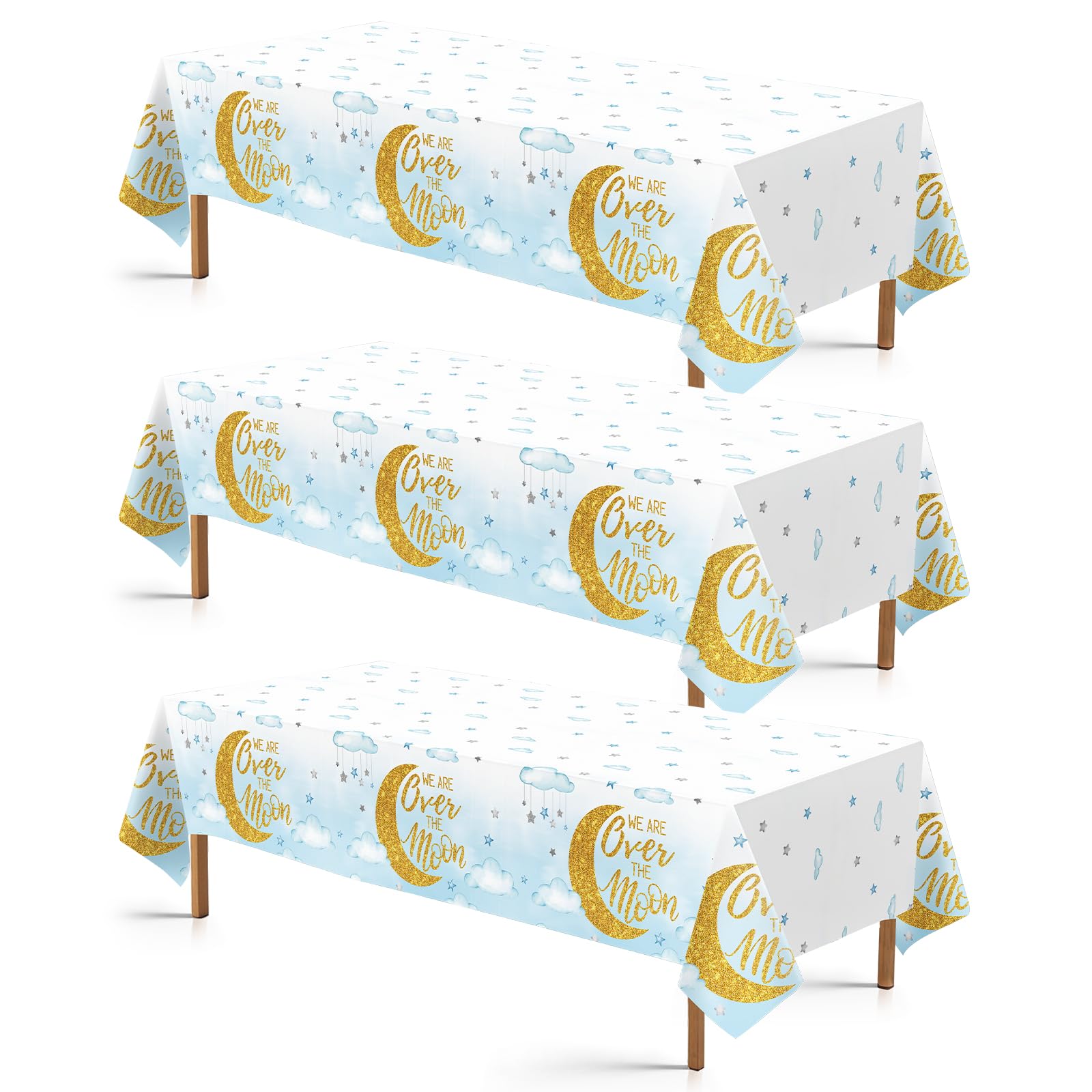 3Pcs Blue Moon Party Tablecloth - Grencian
