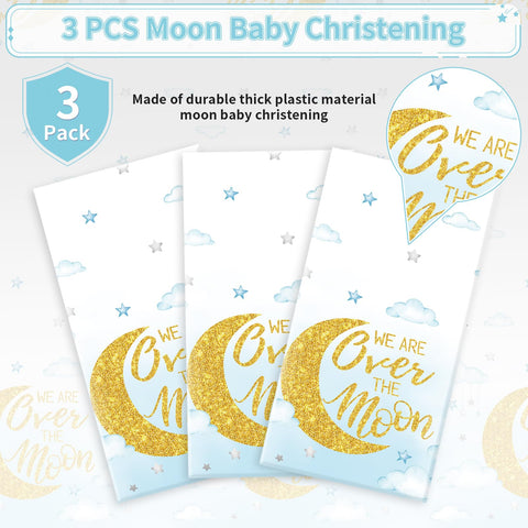 3Pcs Blue Moon Party Tablecloth - Grencian