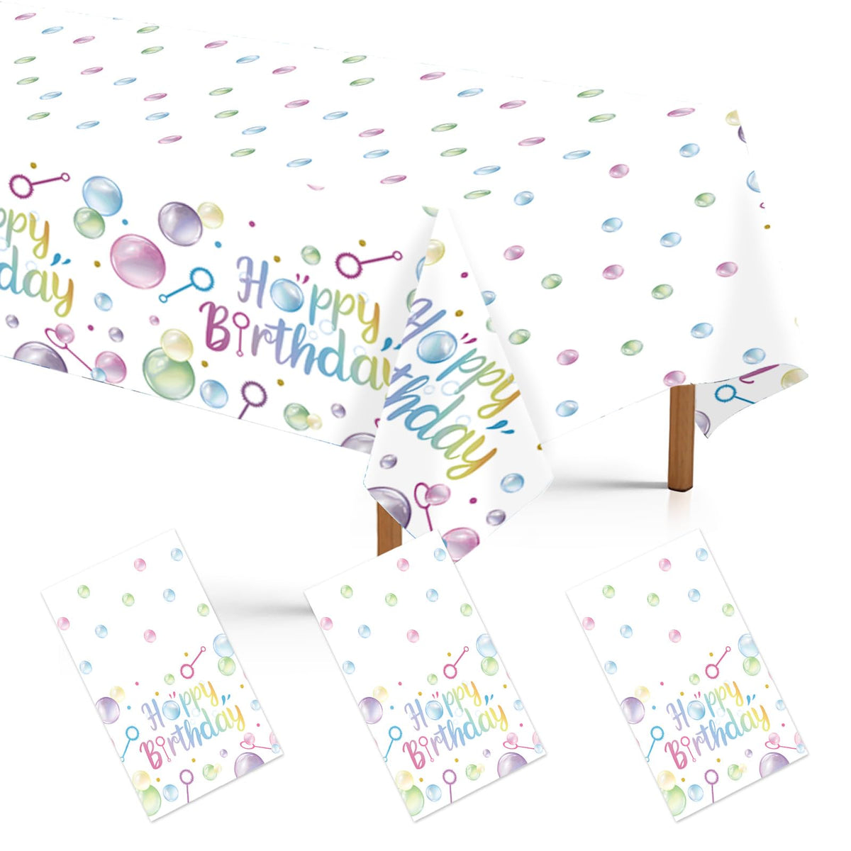 3Pcs Bubble Birthday Party Tablecloth - Grencian