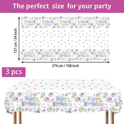 3Pcs Bubble Birthday Party Tablecloth - Grencian