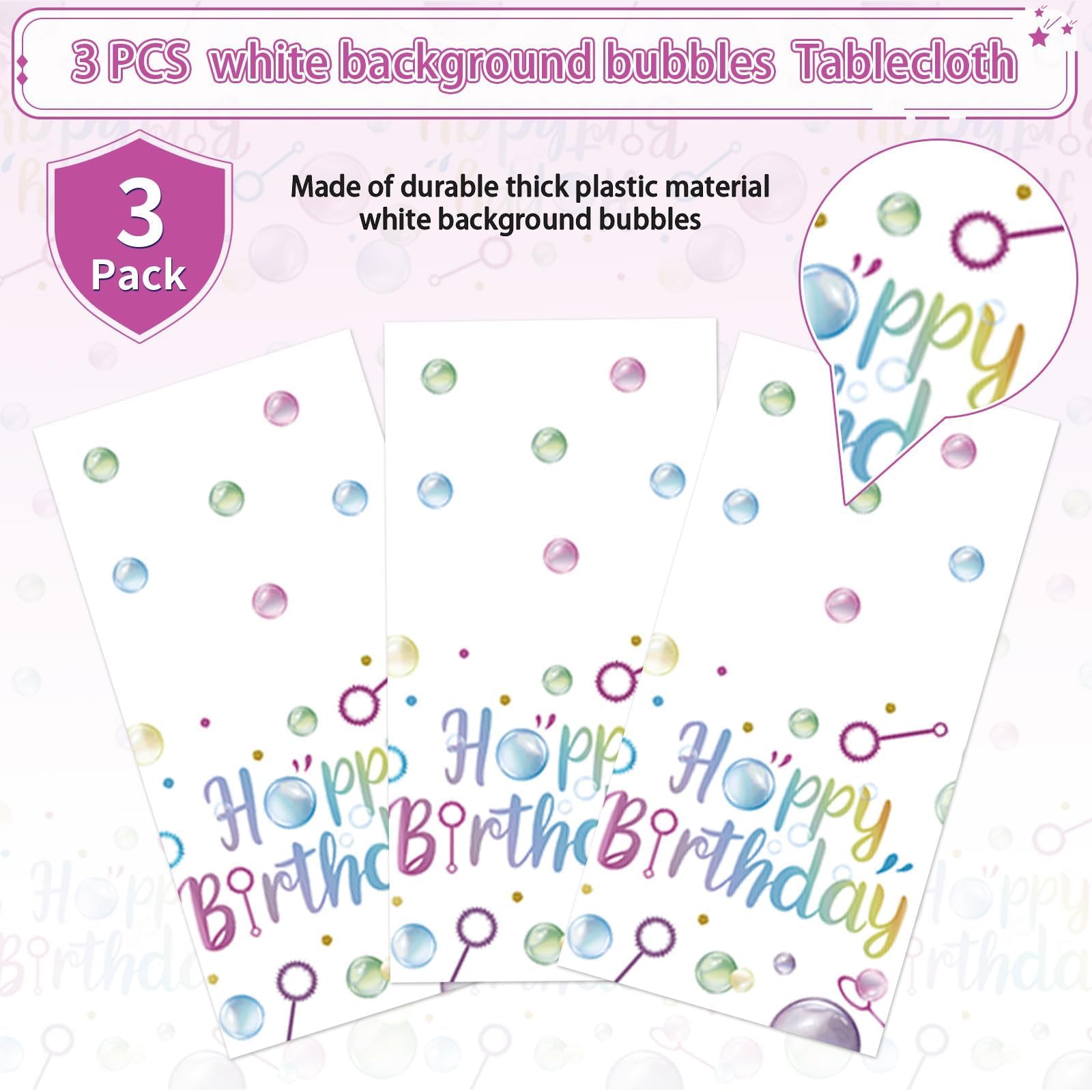 3Pcs Bubble Birthday Party Tablecloth - Grencian