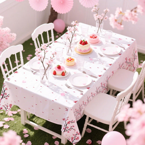 3Pcs Cherry Blossom Party Tablecloth - Grencian