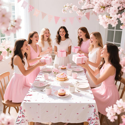 3Pcs Cherry Blossom Party Tablecloth - Grencian