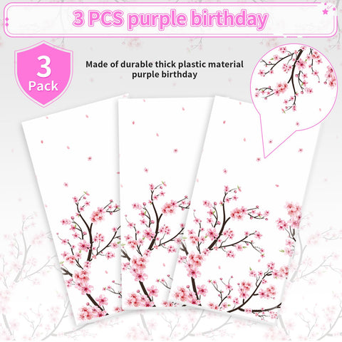 3Pcs Cherry Blossom Party Tablecloth - Grencian