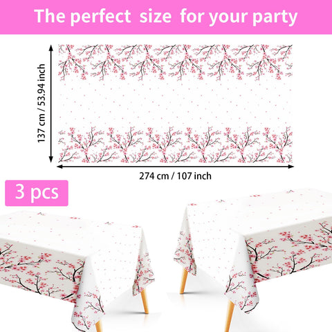 3Pcs Cherry Blossom Party Tablecloth - Grencian
