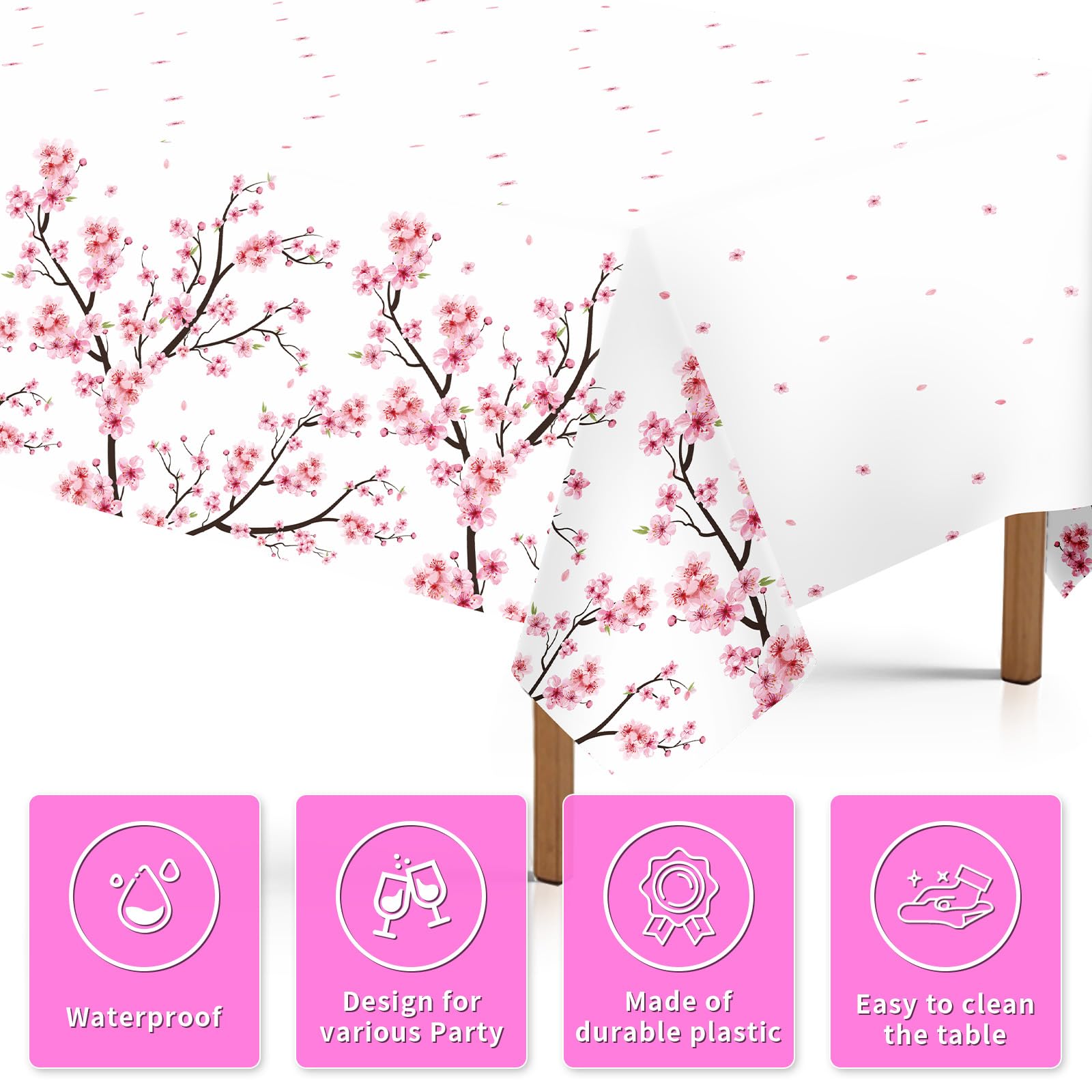 3Pcs Cherry Blossom Party Tablecloth - Grencian