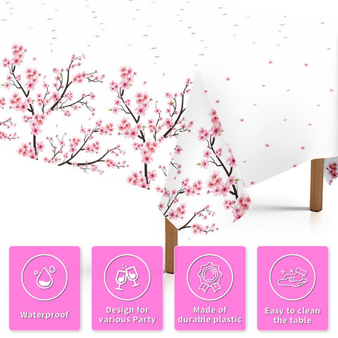 3Pcs Cherry Blossom Party Tablecloth - Grencian
