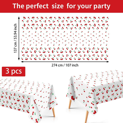 3Pcs Cherry Party Tablecloth - Grencian