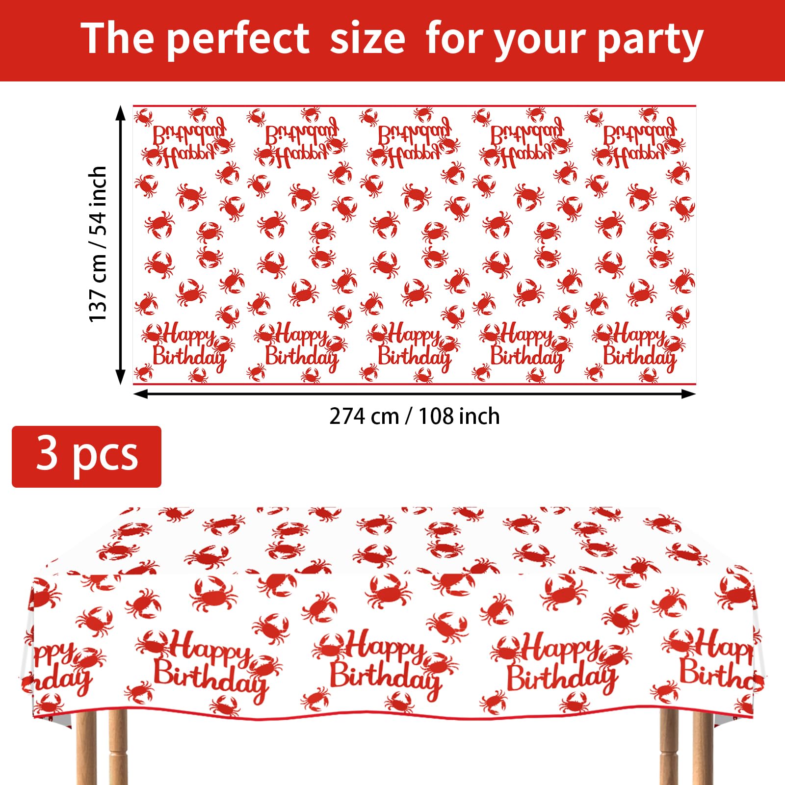 3Pcs Crab Boil Party Tablecloth - Grencian