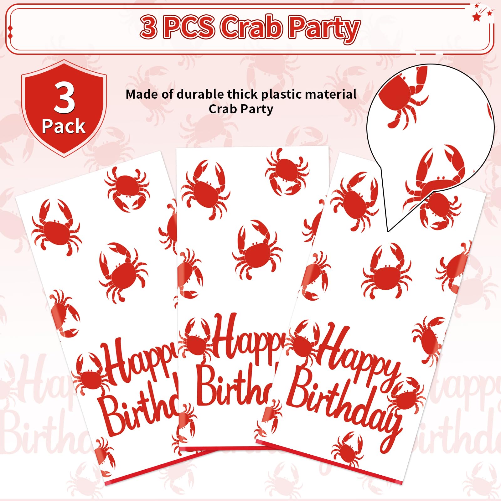 3Pcs Crab Boil Party Tablecloth - Grencian