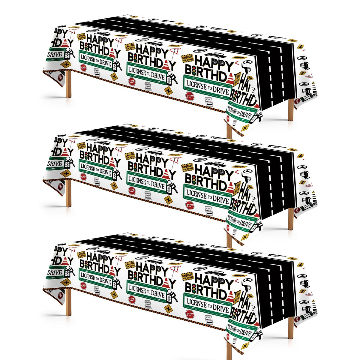 3Pcs Drivers License Birthday Party Tablecloth