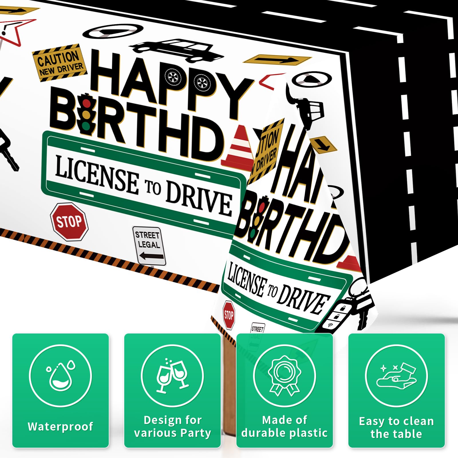 3Pcs Drivers License Birthday Party Tablecloth