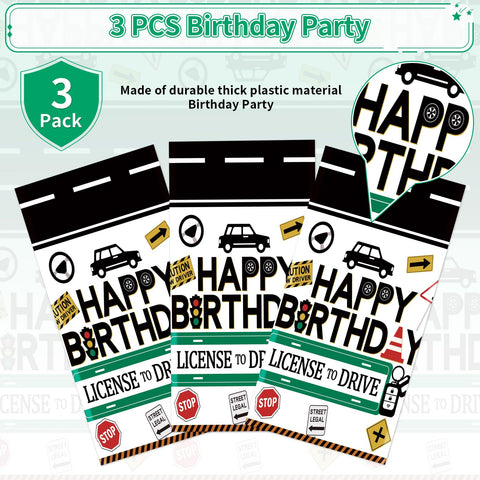 3Pcs Drivers License Birthday Party Tablecloth
