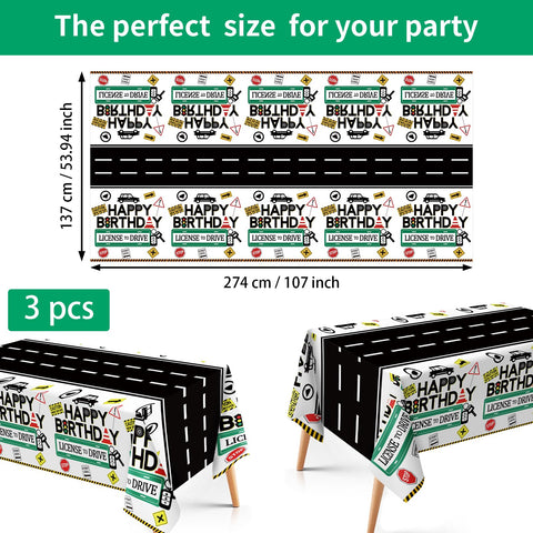 3Pcs Drivers License Birthday Party Tablecloth