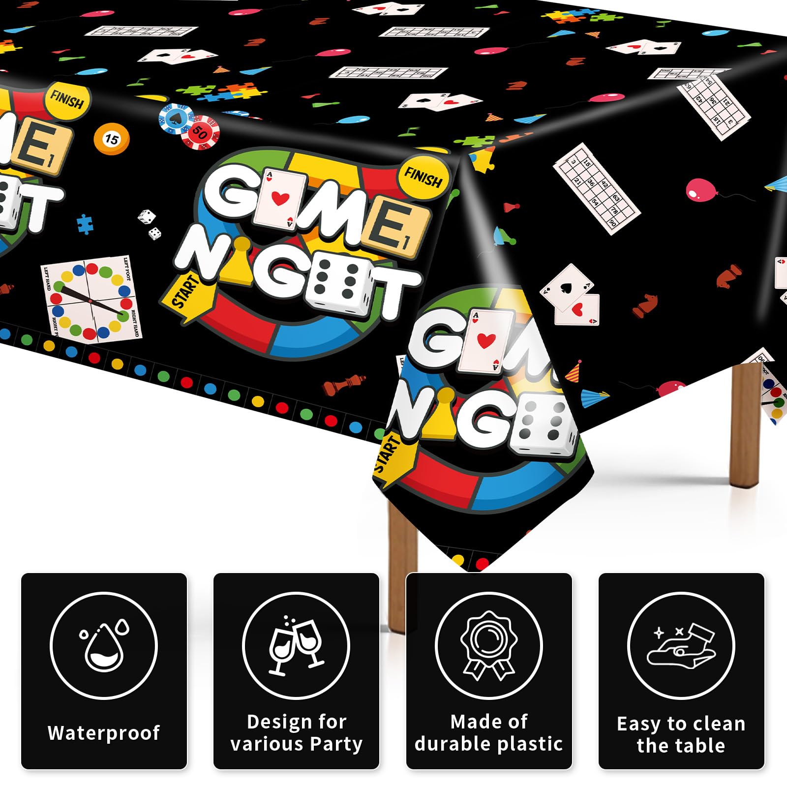 3Pcs Family Game Night Party Tablecloth - Grencian