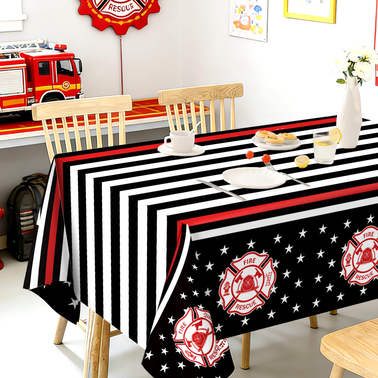 3Pcs Firefighter Party Tablecloth - Grencian