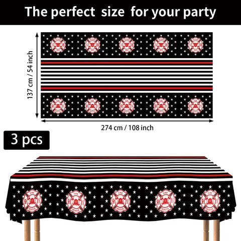 3Pcs Firefighter Party Tablecloth - Grencian