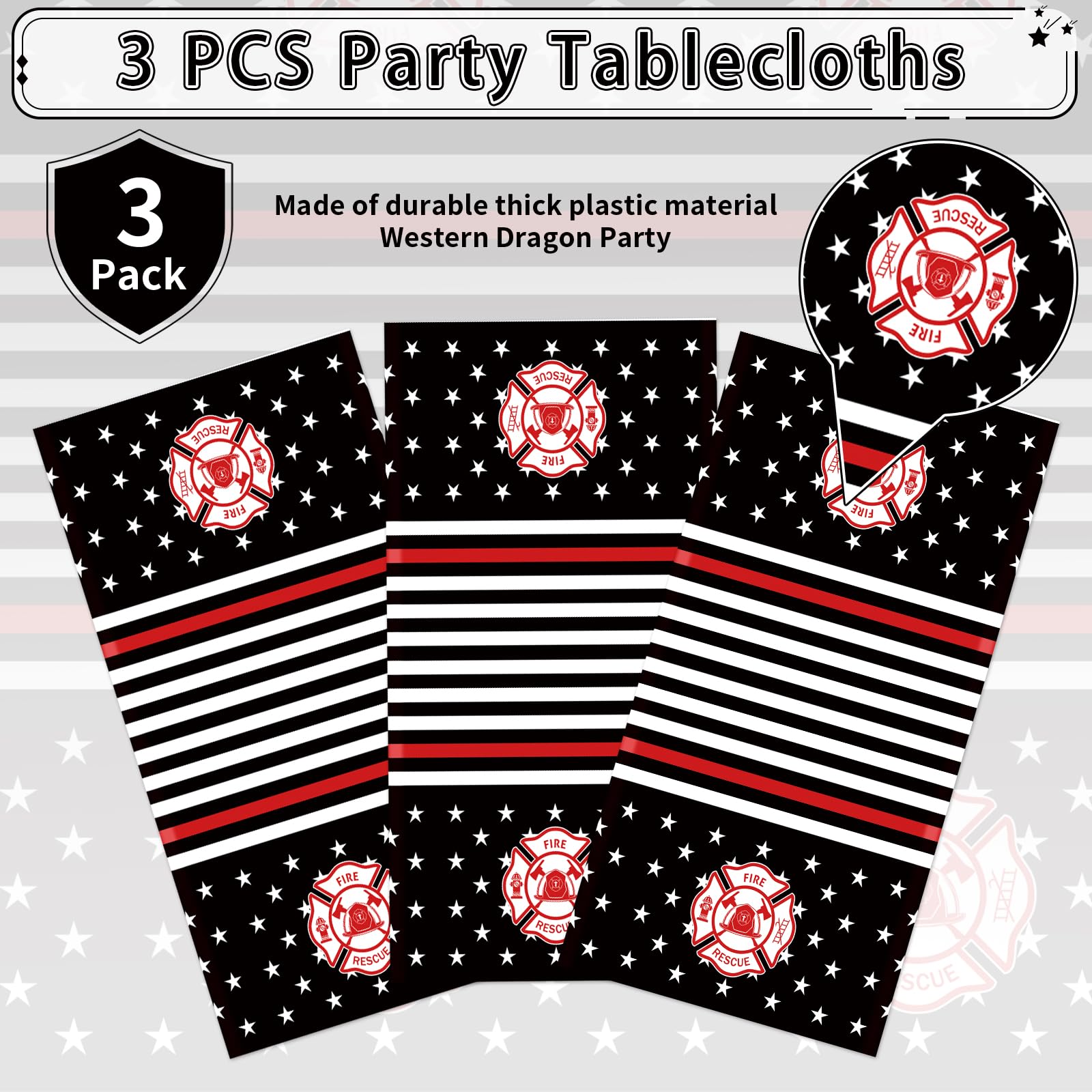 3Pcs Firefighter Party Tablecloth - Grencian