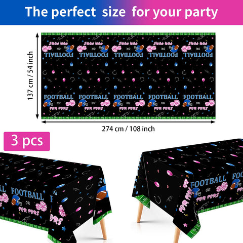 3Pcs Football Gender Reveal Party Tablecloth - Grencian