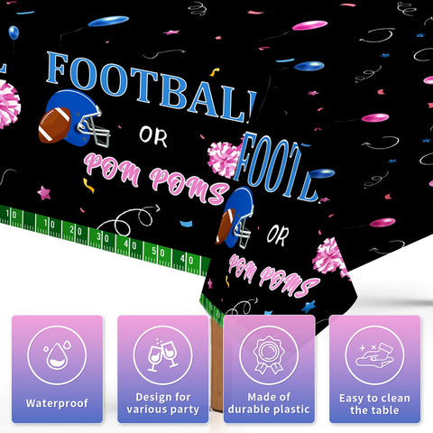 3Pcs Football Gender Reveal Party Tablecloth - Grencian