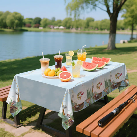 3Pcs Gone Fishing Party Tablecloth - Grencian