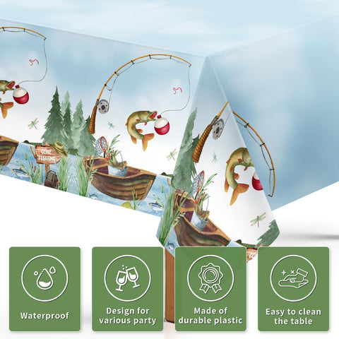 3Pcs Gone Fishing Party Tablecloth - Grencian