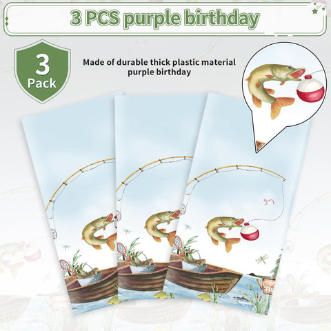 3Pcs Gone Fishing Party Tablecloth - Grencian