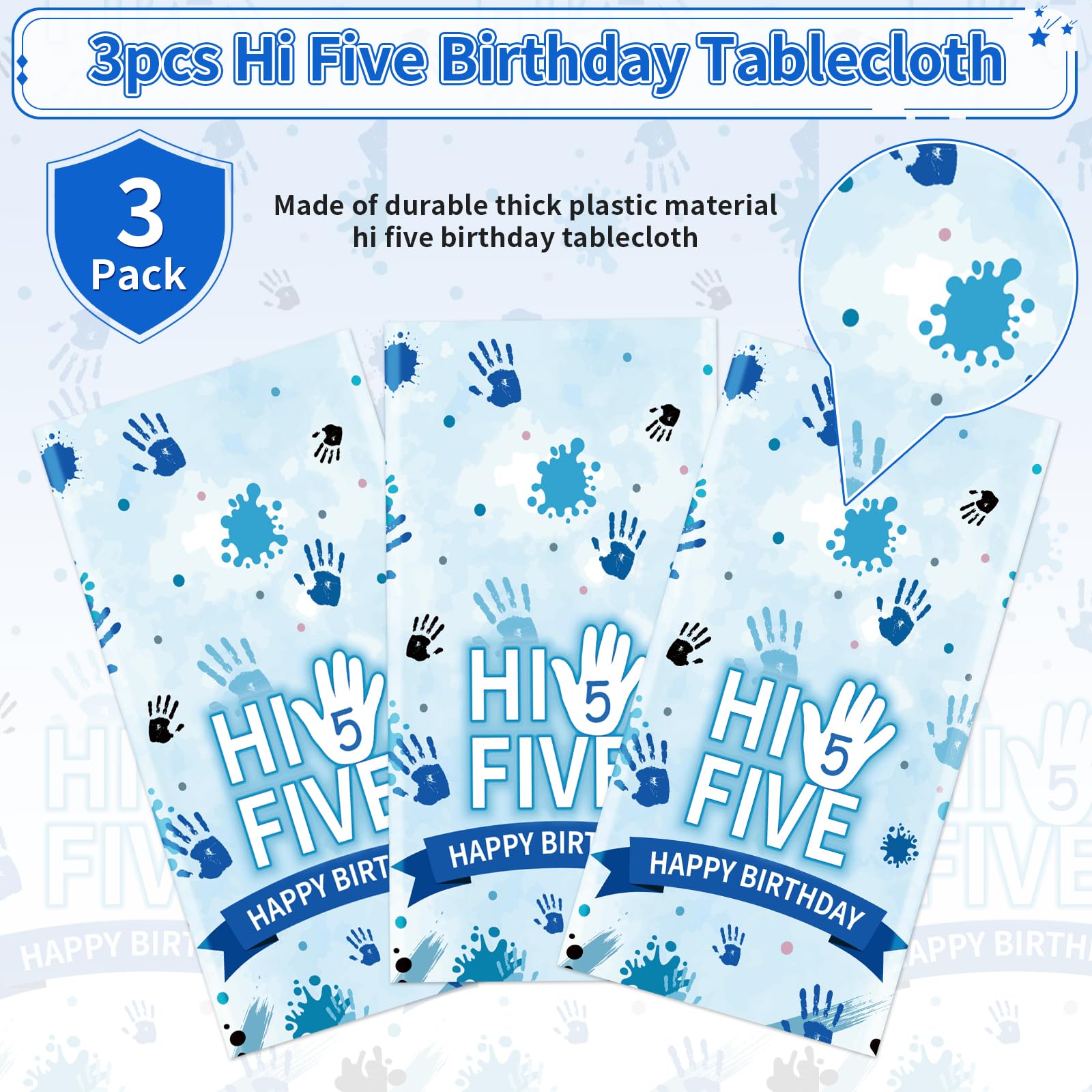 3Pcs Hi Five Birthday Party Tablecloth - Grencian