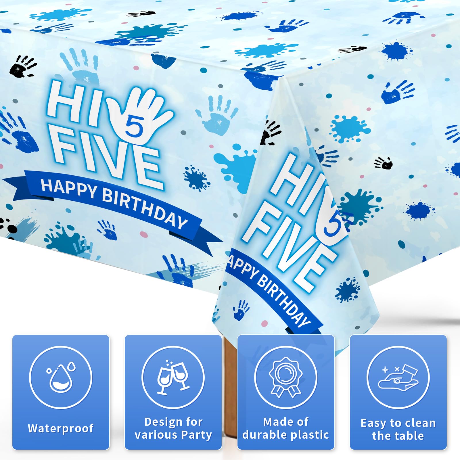 3Pcs Hi Five Birthday Party Tablecloth - Grencian