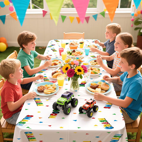 3Pcs Monster Truck Birthday Party Tablecloth