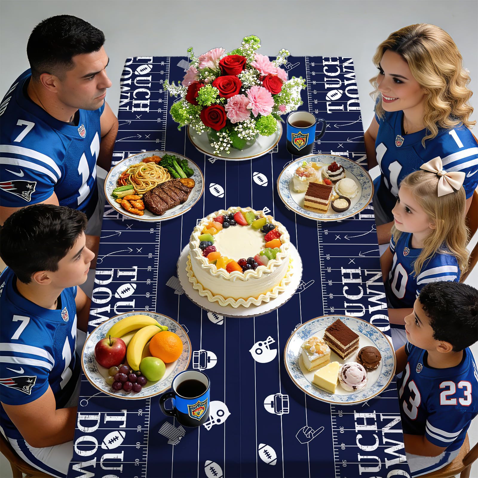 3Pcs Navy Rugby Field Party Tablecloth - Grencian