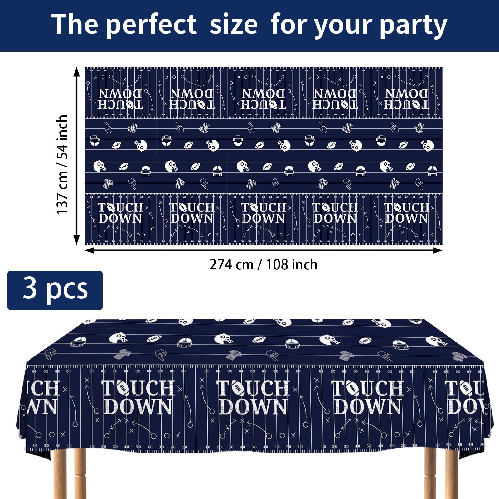 3Pcs Navy Rugby Field Party Tablecloth - Grencian