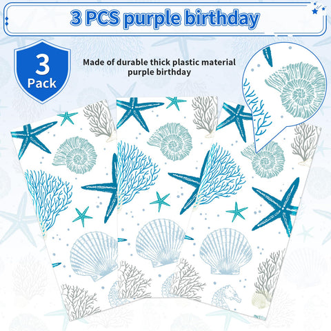 3Pcs Ocean Coral Party Tablecloth - Grencian