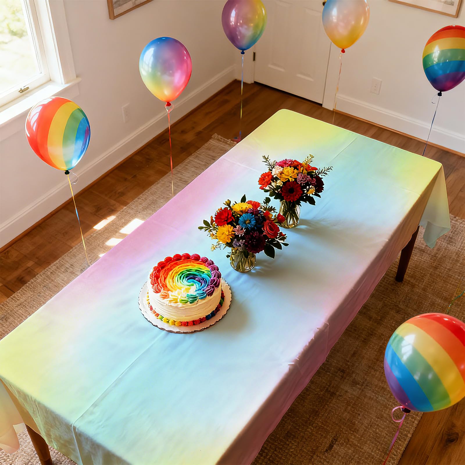 3Pcs Pastel Rainbow Party Tablecloth - Grencian