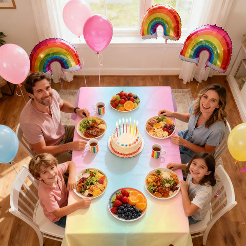 3Pcs Pastel Rainbow Party Tablecloth - Grencian