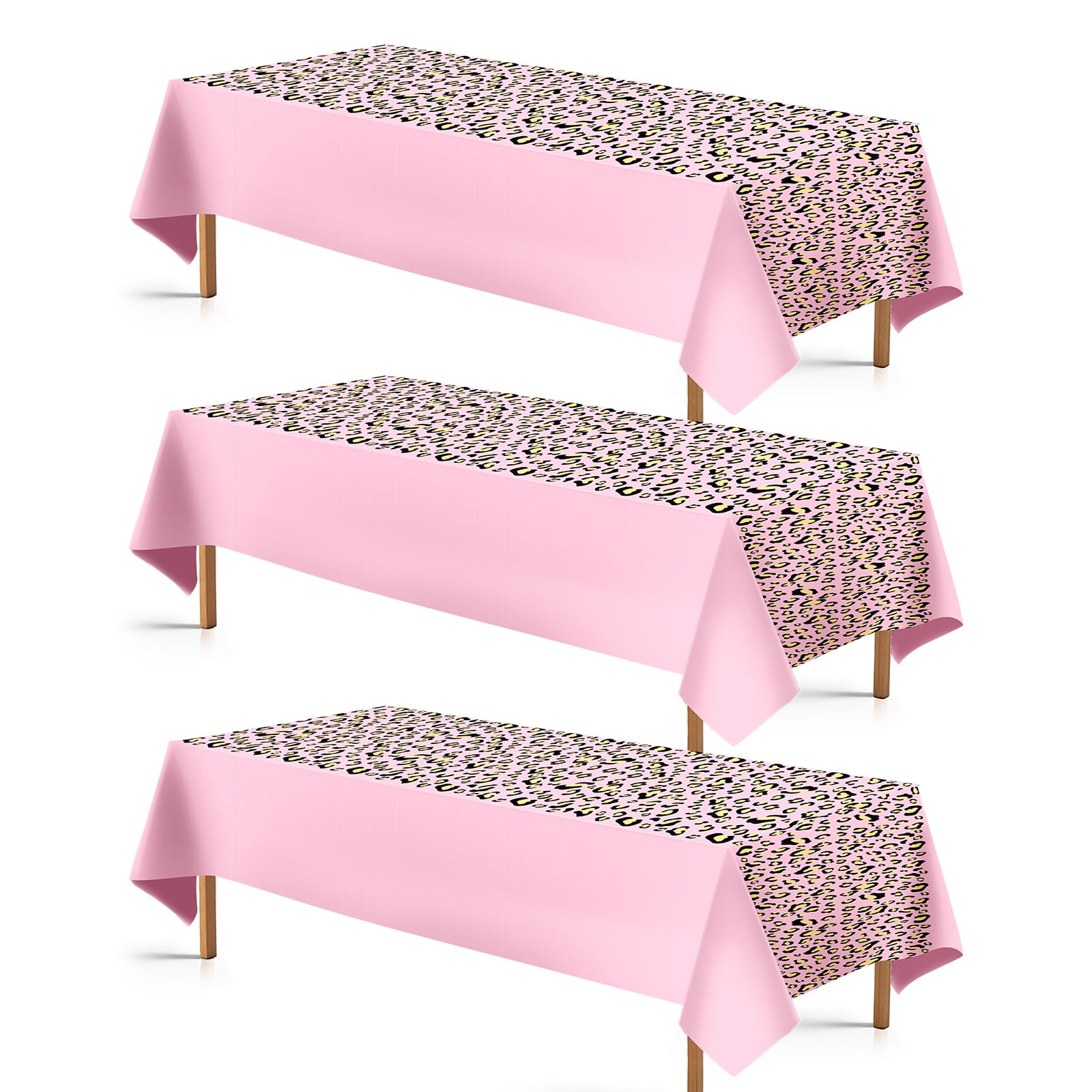 3Pcs Pink Cheetah Party Tablecloth - Grencian