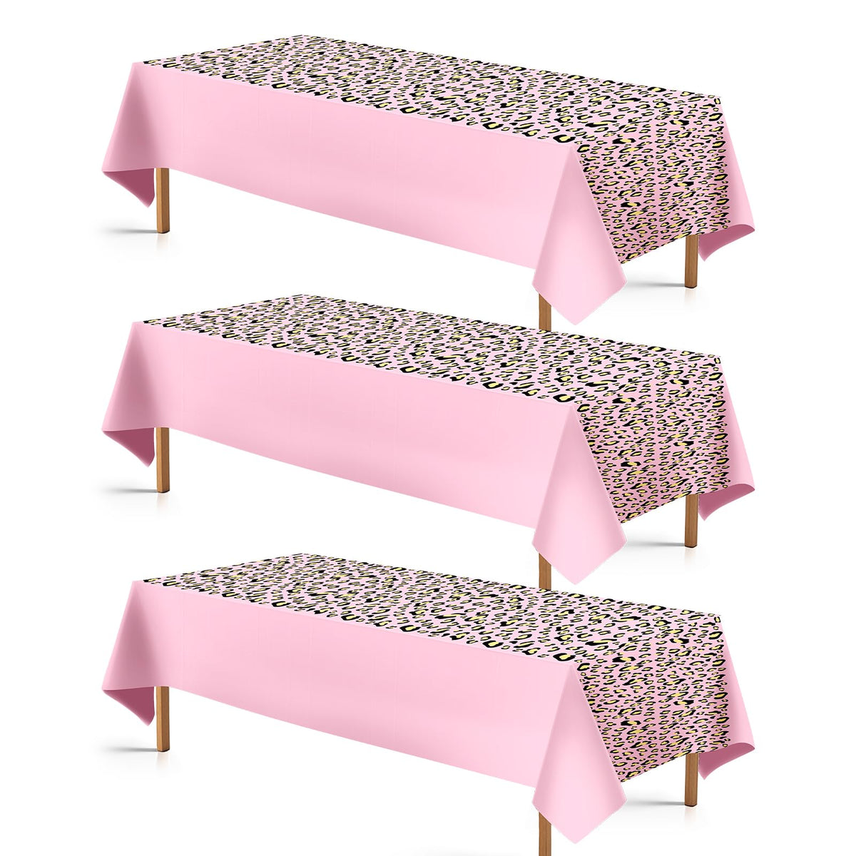 3Pcs Pink Cheetah Party Tablecloth - Grencian