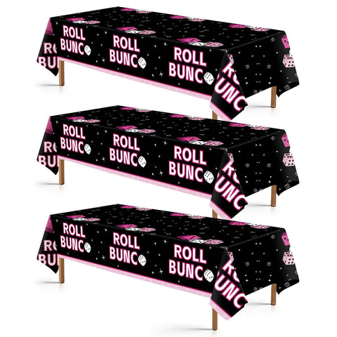 3Pcs Pink and Black Dice Game Party Tablecloth - Grencian
